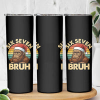 Six Seven Bruh Meme Christmas Bigfoot Skinny Tumbler 67 Sasquatch Santa Retro Holiday - Wonder Print Shop