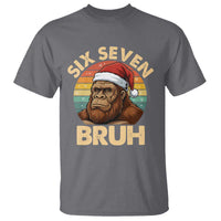 Six Seven Bruh Meme Christmas Bigfoot T Shirt 67 Sasquatch Santa Retro Holiday - Wonder Print Shop