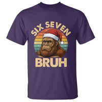 Six Seven Bruh Meme Christmas Bigfoot T Shirt 67 Sasquatch Santa Retro Holiday - Wonder Print Shop
