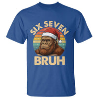 Six Seven Bruh Meme Christmas Bigfoot T Shirt 67 Sasquatch Santa Retro Holiday - Wonder Print Shop