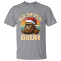 Six Seven Bruh Meme Christmas Bigfoot T Shirt 67 Sasquatch Santa Retro Holiday - Wonder Print Shop