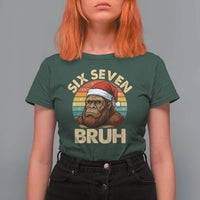 Six Seven Bruh Meme Christmas Bigfoot T Shirt For Women 67 Sasquatch Santa Retro Holiday - Wonder Print Shop