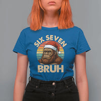 Six Seven Bruh Meme Christmas Bigfoot T Shirt For Women 67 Sasquatch Santa Retro Holiday - Wonder Print Shop