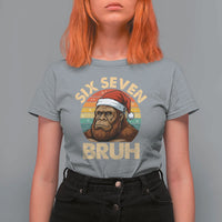 Six Seven Bruh Meme Christmas Bigfoot T Shirt For Women 67 Sasquatch Santa Retro Holiday - Wonder Print Shop