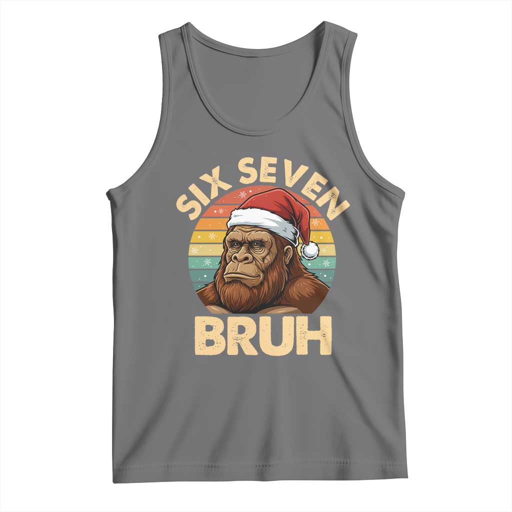 Six Seven Bruh Meme Christmas Bigfoot Tank Top 67 Sasquatch Santa Retro Holiday - Wonder Print Shop