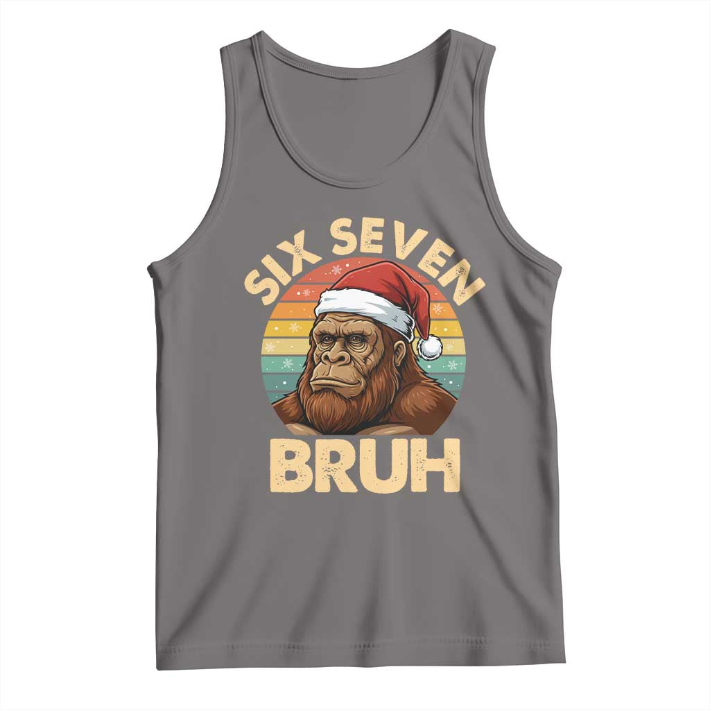 Six Seven Bruh Meme Christmas Bigfoot Tank Top 67 Sasquatch Santa Retro Holiday - Wonder Print Shop