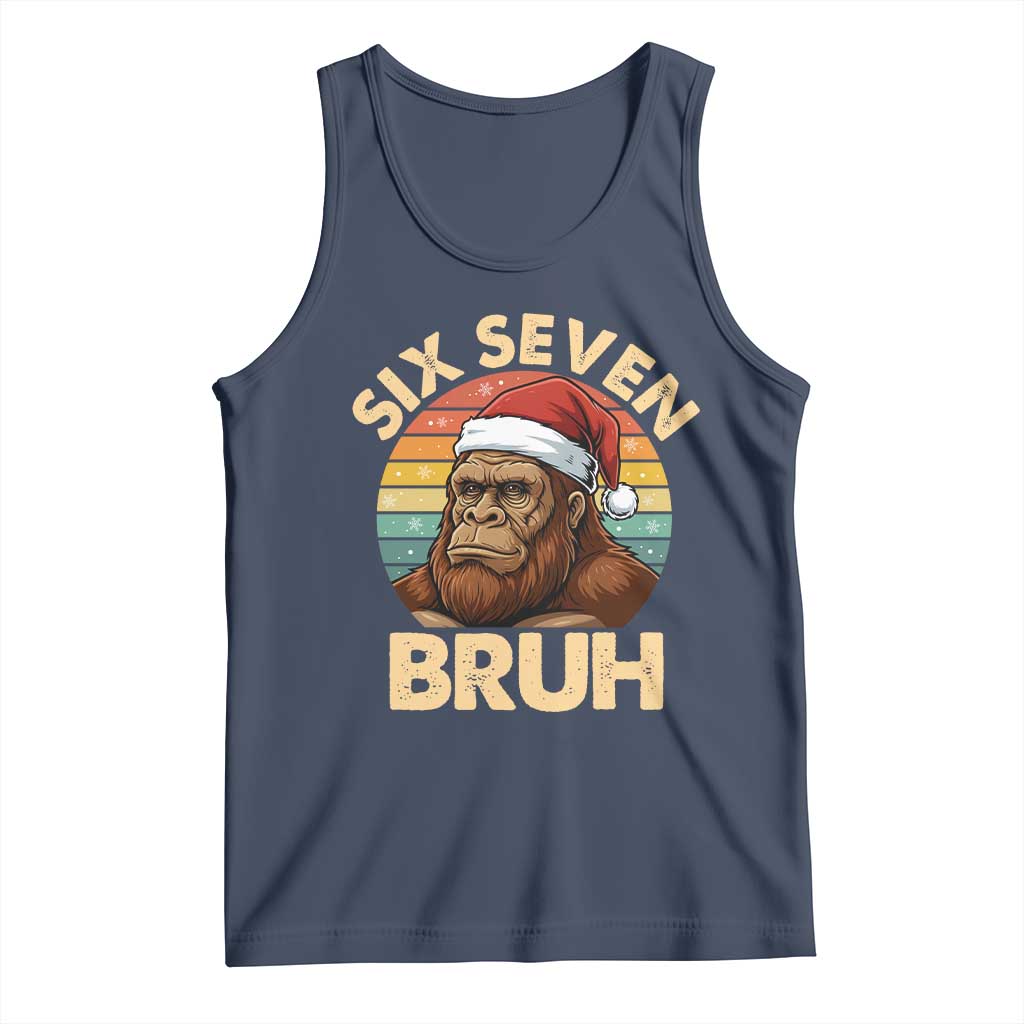 Six Seven Bruh Meme Christmas Bigfoot Tank Top 67 Sasquatch Santa Retro Holiday - Wonder Print Shop