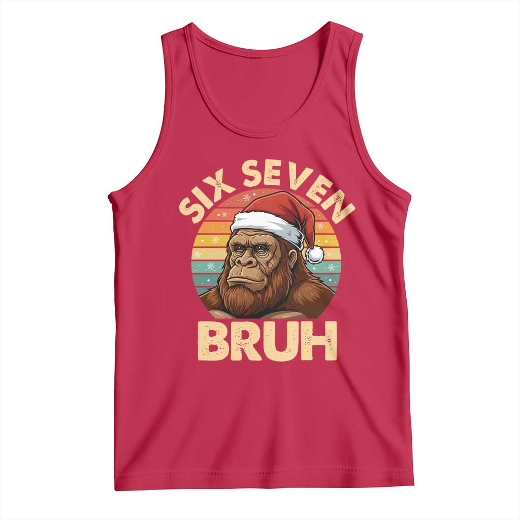 Six Seven Bruh Meme Christmas Bigfoot Tank Top 67 Sasquatch Santa Retro Holiday - Wonder Print Shop