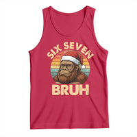 Six Seven Bruh Meme Christmas Bigfoot Tank Top 67 Sasquatch Santa Retro Holiday - Wonder Print Shop