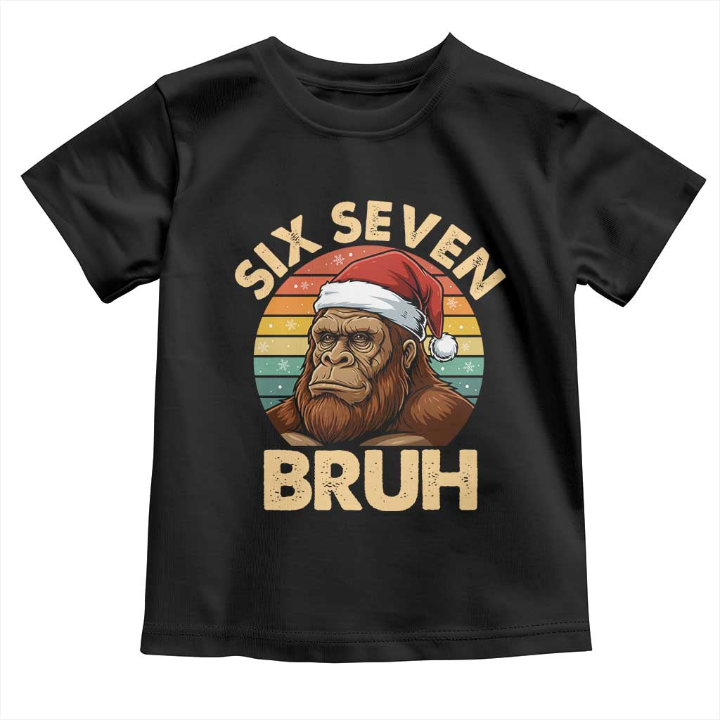 Six Seven Bruh Meme Christmas Bigfoot Toddler T Shirt 67 Sasquatch Santa Retro Holiday - Wonder Print Shop