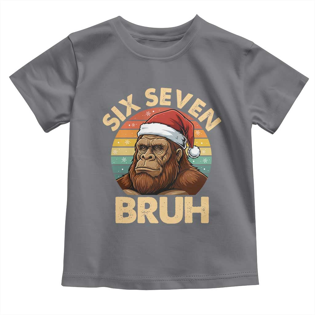 Six Seven Bruh Meme Christmas Bigfoot Toddler T Shirt 67 Sasquatch Santa Retro Holiday - Wonder Print Shop