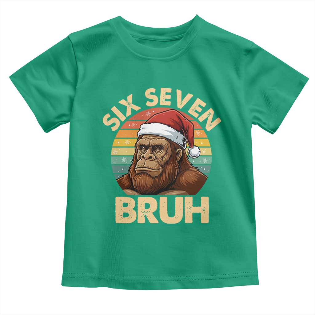Six Seven Bruh Meme Christmas Bigfoot Toddler T Shirt 67 Sasquatch Santa Retro Holiday - Wonder Print Shop