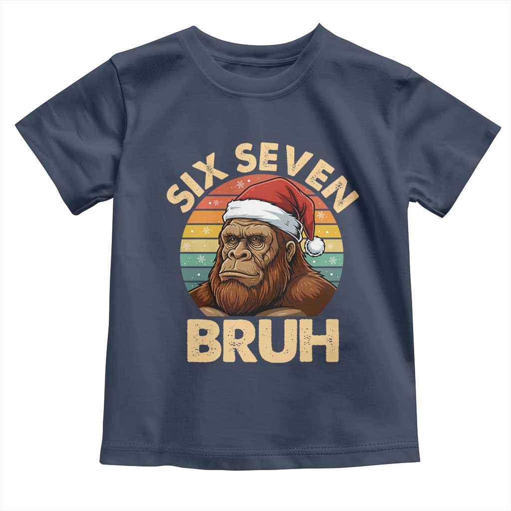 Six Seven Bruh Meme Christmas Bigfoot Toddler T Shirt 67 Sasquatch Santa Retro Holiday - Wonder Print Shop