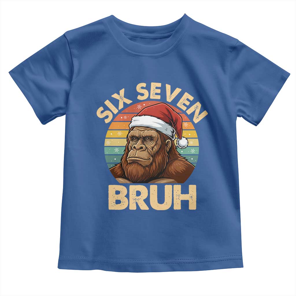 Six Seven Bruh Meme Christmas Bigfoot Toddler T Shirt 67 Sasquatch Santa Retro Holiday - Wonder Print Shop