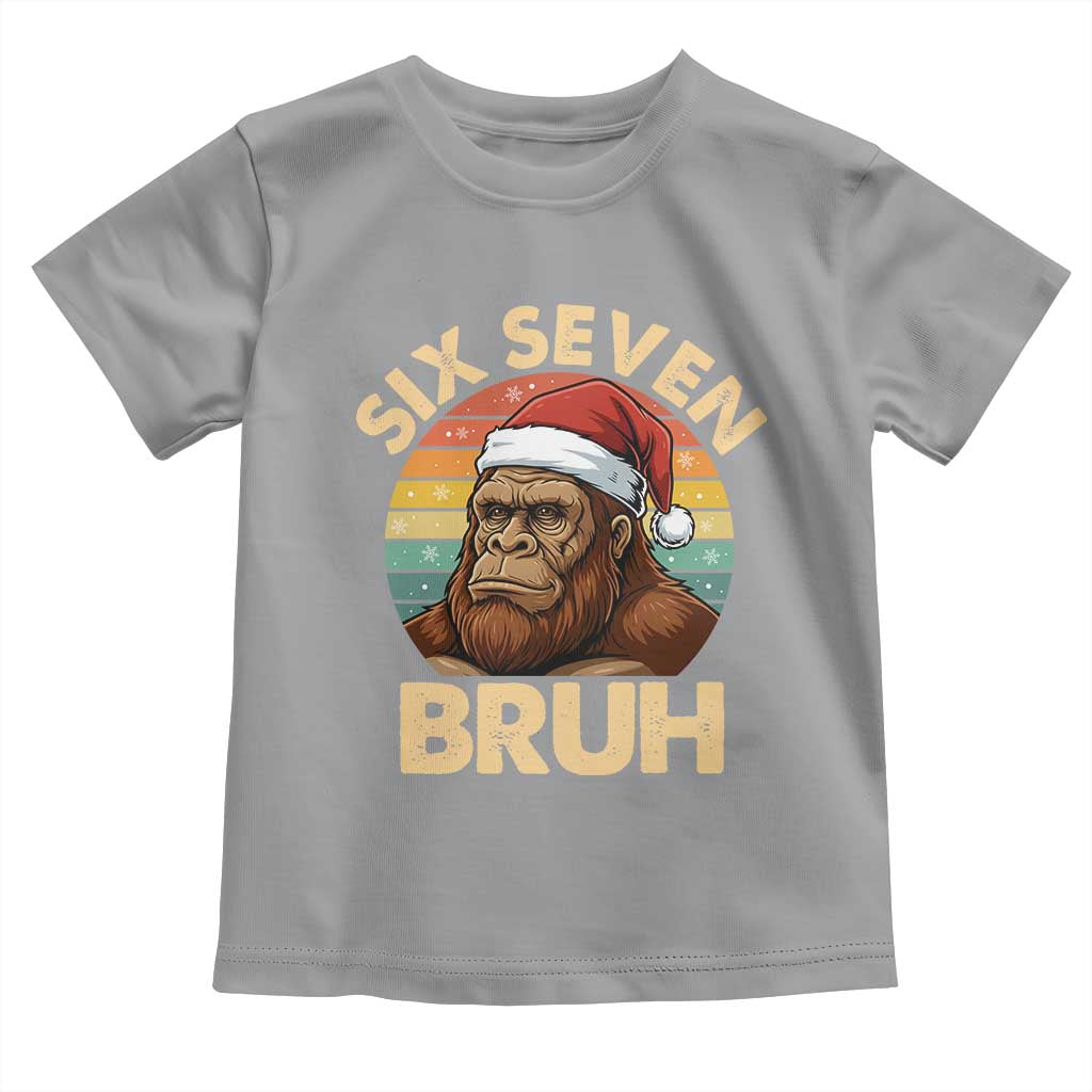 Six Seven Bruh Meme Christmas Bigfoot Toddler T Shirt 67 Sasquatch Santa Retro Holiday - Wonder Print Shop