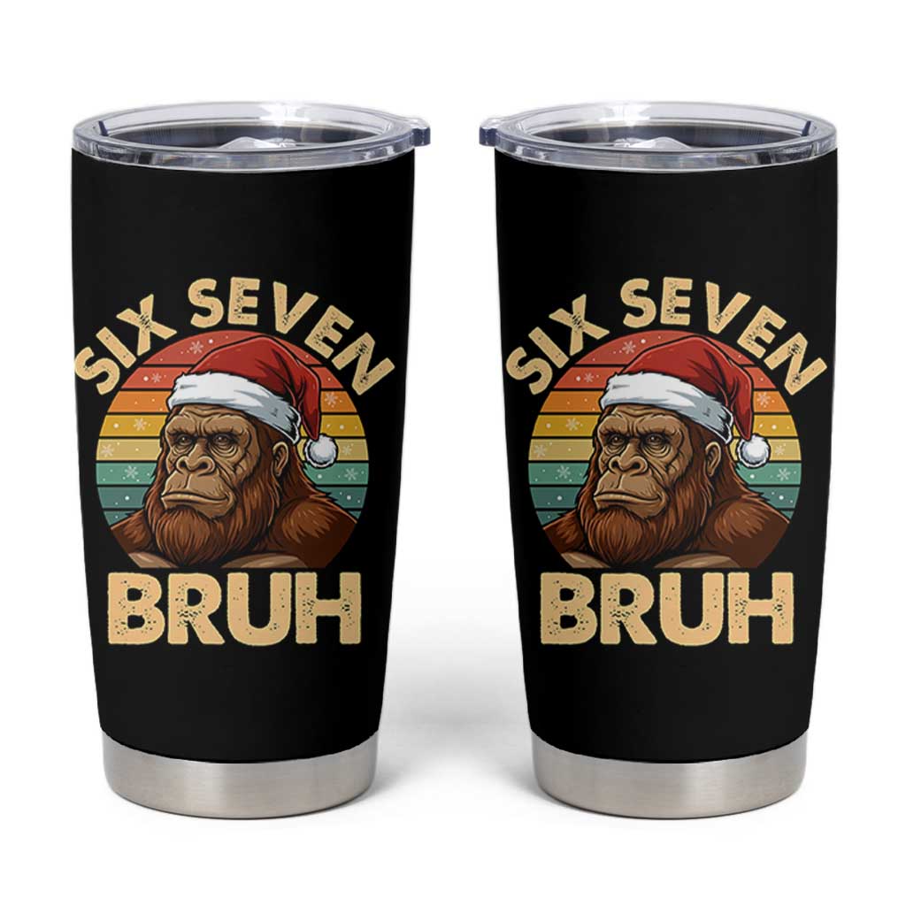 Six Seven Bruh Meme Christmas Bigfoot Tumbler Cup 67 Sasquatch Santa Retro Holiday - Wonder Print Shop