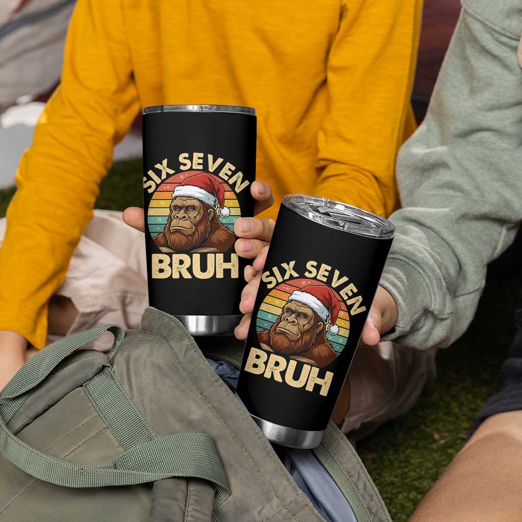 Six Seven Bruh Meme Christmas Bigfoot Tumbler Cup 67 Sasquatch Santa Retro Holiday - Wonder Print Shop