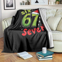 Six Seven Christmas Meme Throw Blanket Funny Green Grinchy 6 7 with Santa Hat - Wonder Print Shop