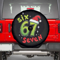 Six Seven Christmas Meme Spare Tire Cover Funny Green Grinchy 6 7 with Santa Hat - Wonder Print Shop
