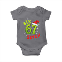 Six Seven Christmas Meme Baby Onesie Funny Green Grinchy 6 7 with Santa Hat - Wonder Print Shop