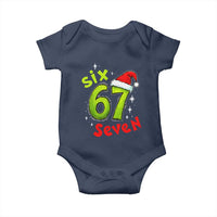 Six Seven Christmas Meme Baby Onesie Funny Green Grinchy 6 7 with Santa Hat - Wonder Print Shop