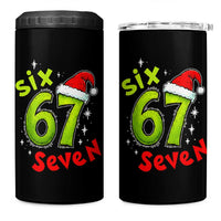 Six Seven Christmas Meme 4 in 1 Can Cooler Tumbler Funny Green Grinchy 6 7 with Santa Hat - Wonder Print Shop