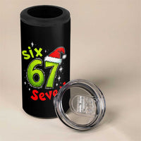 Six Seven Christmas Meme 4 in 1 Can Cooler Tumbler Funny Green Grinchy 6 7 with Santa Hat - Wonder Print Shop