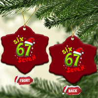 Six Seven Christmas Meme Ceramic Ornament Funny Green Grinchy 6 7 with Santa Hat - Wonder Print Shop