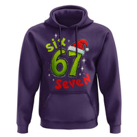 Six Seven Christmas Meme Hoodie Funny Green Grinchy 6 7 with Santa Hat - Wonder Print Shop