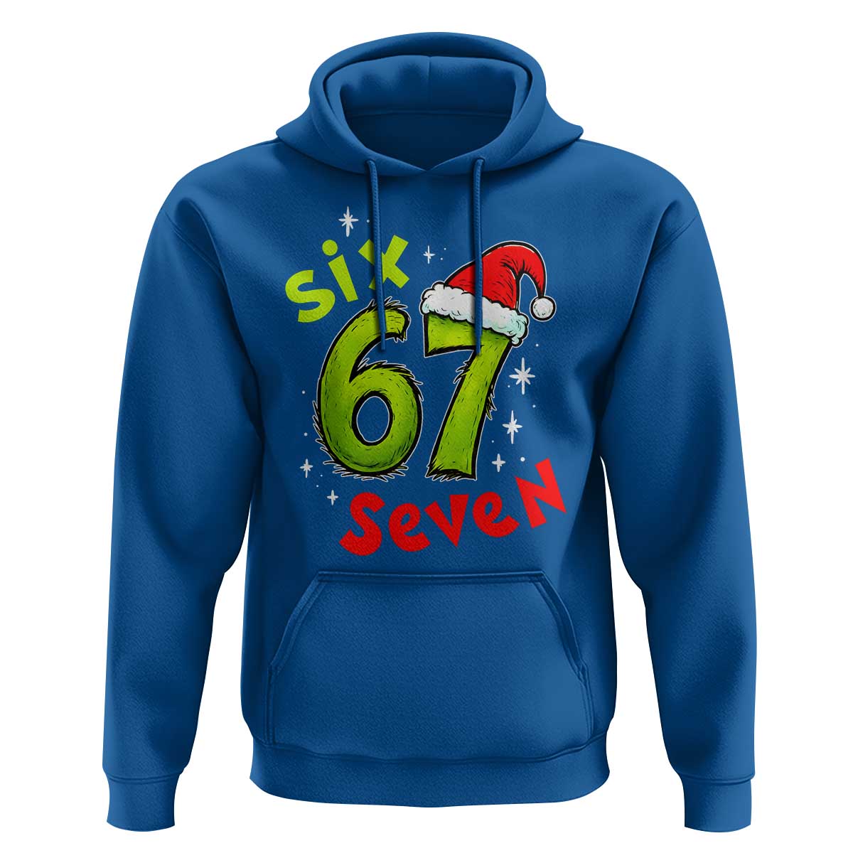 Six Seven Christmas Meme Hoodie Funny Green Grinchy 6 7 with Santa Hat - Wonder Print Shop