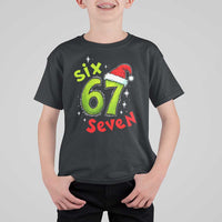 Six Seven Christmas Meme T Shirt For Kid Funny Green Grinchy 6 7 with Santa Hat - Wonder Print Shop