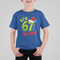 Six Seven Christmas Meme T Shirt For Kid Funny Green Grinchy 6 7 with Santa Hat - Wonder Print Shop