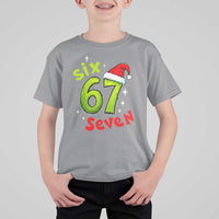 Six Seven Christmas Meme T Shirt For Kid Funny Green Grinchy 6 7 with Santa Hat - Wonder Print Shop