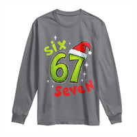 Six Seven Christmas Meme Long Sleeve Shirt Funny Green Grinchy 6 7 with Santa Hat - Wonder Print Shop