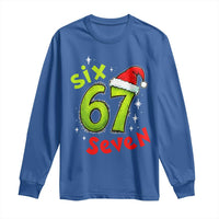 Six Seven Christmas Meme Long Sleeve Shirt Funny Green Grinchy 6 7 with Santa Hat - Wonder Print Shop