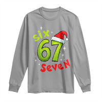 Six Seven Christmas Meme Long Sleeve Shirt Funny Green Grinchy 6 7 with Santa Hat - Wonder Print Shop