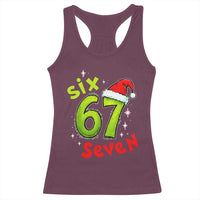 Six Seven Christmas Meme Racerback Tank Top Funny Green Grinchy 6 7 with Santa Hat - Wonder Print Shop