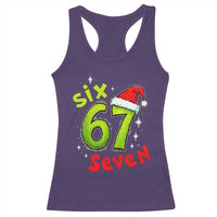 Six Seven Christmas Meme Racerback Tank Top Funny Green Grinchy 6 7 with Santa Hat - Wonder Print Shop