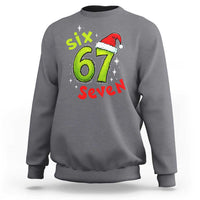 Six Seven Christmas Meme Sweatshirt Funny Green Grinchy 6 7 with Santa Hat - Wonder Print Shop