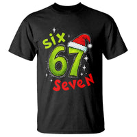 Six Seven Christmas Meme T Shirt Funny Green Grinchy 6 7 with Santa Hat - Wonder Print Shop
