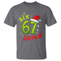 Six Seven Christmas Meme T Shirt Funny Green Grinchy 6 7 with Santa Hat - Wonder Print Shop