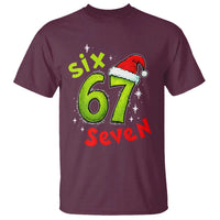 Six Seven Christmas Meme T Shirt Funny Green Grinchy 6 7 with Santa Hat - Wonder Print Shop