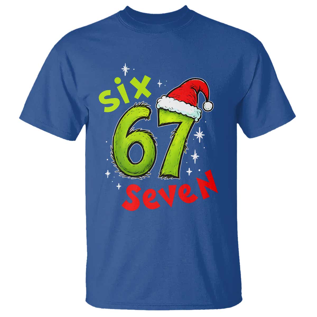 Six Seven Christmas Meme T Shirt Funny Green Grinchy 6 7 with Santa Hat - Wonder Print Shop