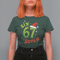 Six Seven Christmas Meme T Shirt For Women Funny Green Grinchy 6 7 with Santa Hat - Wonder Print Shop