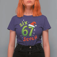 Six Seven Christmas Meme T Shirt For Women Funny Green Grinchy 6 7 with Santa Hat - Wonder Print Shop