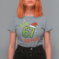 Six Seven Christmas Meme T Shirt For Women Funny Green Grinchy 6 7 with Santa Hat - Wonder Print Shop
