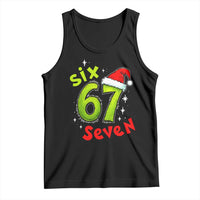 Six Seven Christmas Meme Tank Top Funny Green Grinchy 6 7 with Santa Hat - Wonder Print Shop
