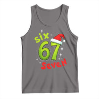 Six Seven Christmas Meme Tank Top Funny Green Grinchy 6 7 with Santa Hat - Wonder Print Shop