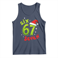 Six Seven Christmas Meme Tank Top Funny Green Grinchy 6 7 with Santa Hat - Wonder Print Shop