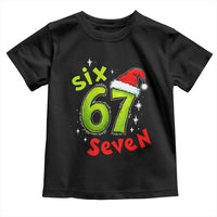 Six Seven Christmas Meme Toddler T Shirt Funny Green Grinchy 6 7 with Santa Hat - Wonder Print Shop